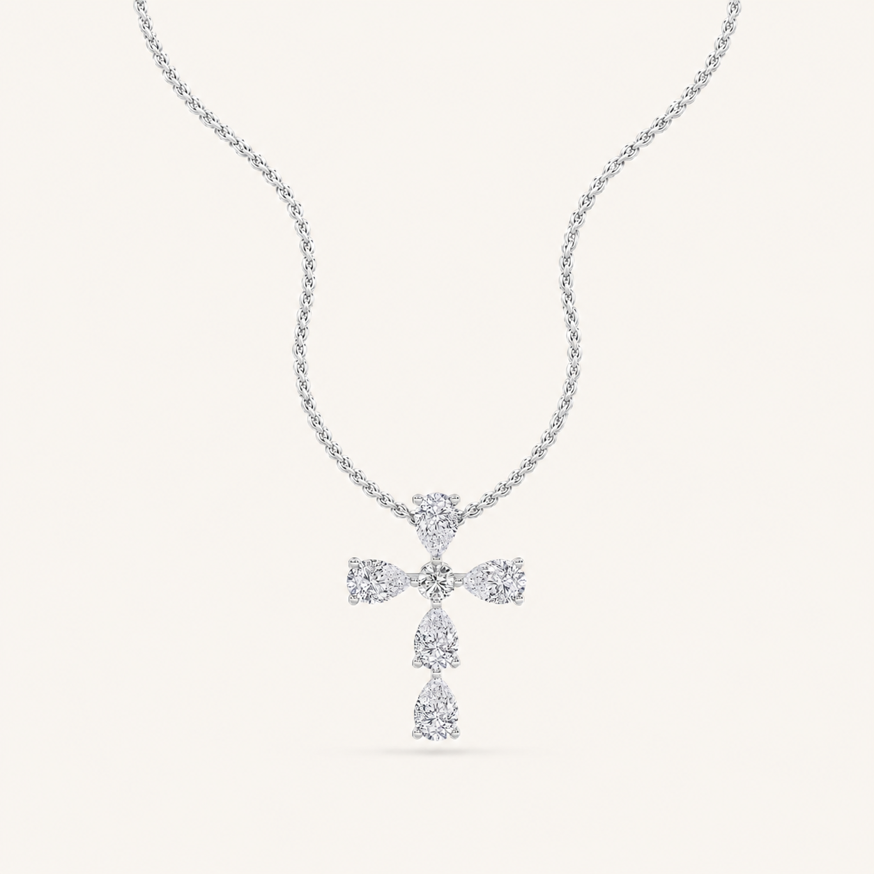 2.75 Ct Pear Cut Lab Grown Diamond Cross Pendant