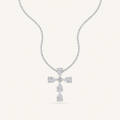 2.75 Ct Pear Cut Lab Grown Diamond Cross Pendant