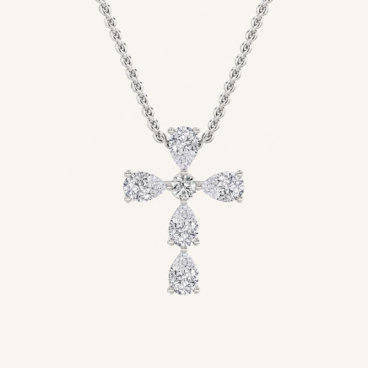 2.75 Ct Pear Cut Lab Grown Diamond Cross Pendant