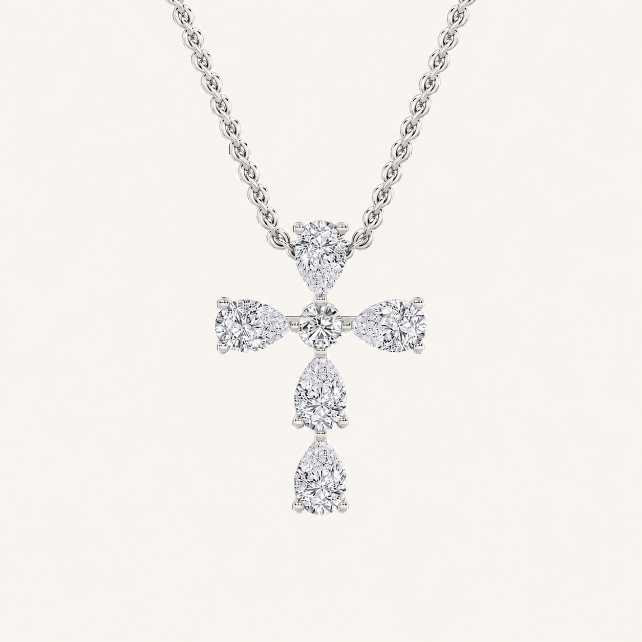 2.75 Ct Pear Cut Lab Grown Diamond Cross Pendant