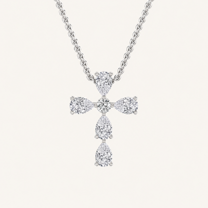 2.75 Ct Pear Cut Lab Grown Diamond Cross Pendant