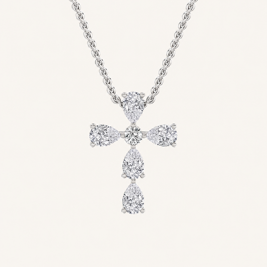 2.75 Ct Pear Cut Lab Grown Diamond Cross Pendant