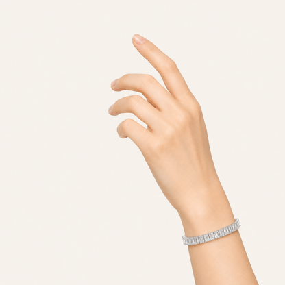 7CT Emerald Cut Lab Grown Diamond North South Bracelet