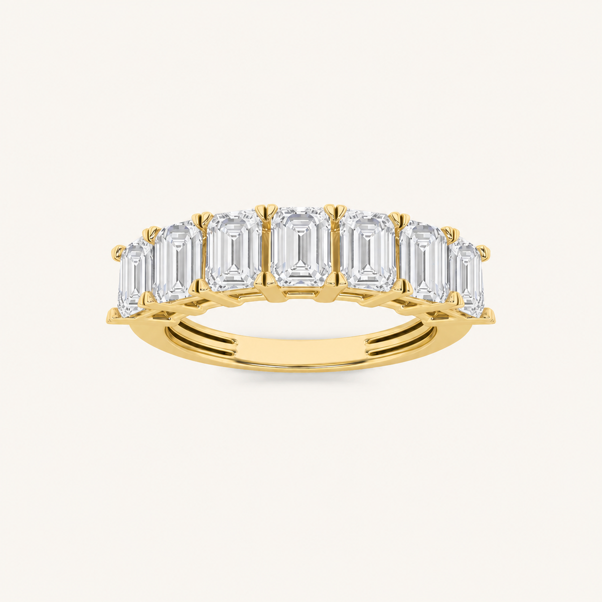 2CT Emerald Cut Lab Grown Diamond Seven Stone Band Ring