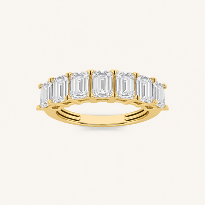 2CT Emerald Cut Lab Grown Diamond Seven Stone Band Ring
