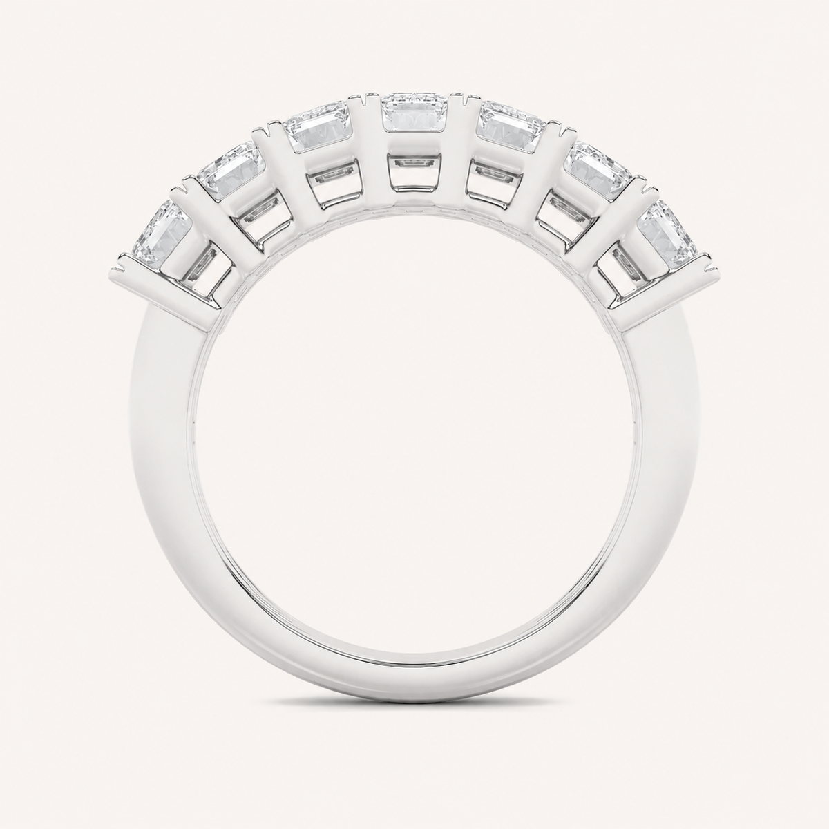 2CT Emerald Cut Lab Grown Diamond Seven Stone Band Ring