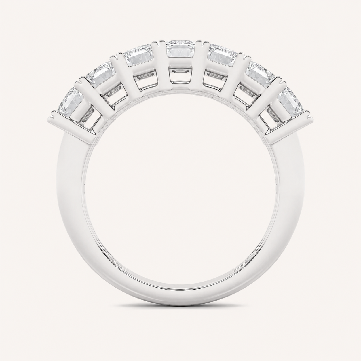 2CT Emerald Cut Lab Grown Diamond Seven Stone Band Ring