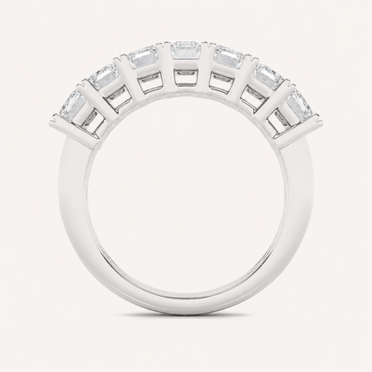 2CT Emerald Cut Lab Grown Diamond Seven Stone Band Ring
