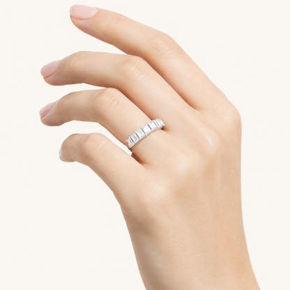 2CT Emerald Cut Lab Grown Diamond Seven Stone Band Ring