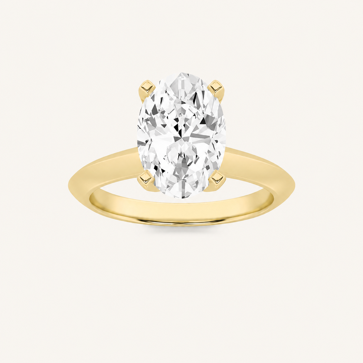 3CT Oval Cut Lab Grown Diamond Knife Edge Shank Solitaire Engagement Ring