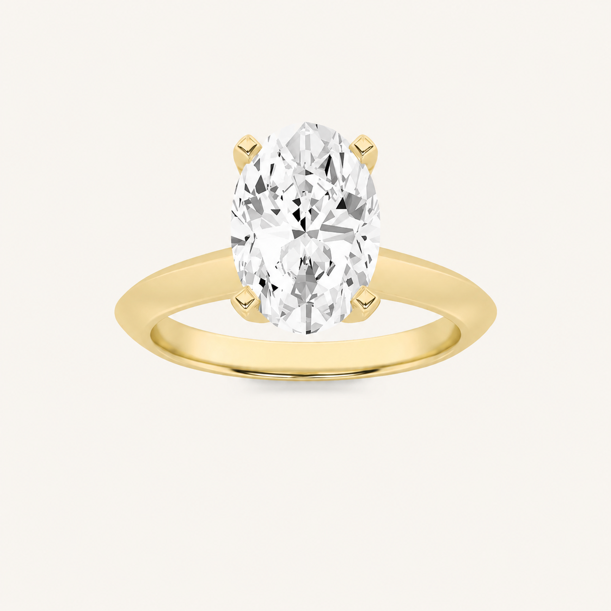 3CT Oval Cut Lab Grown Diamond Knife Edge Shank Solitaire Engagement Ring