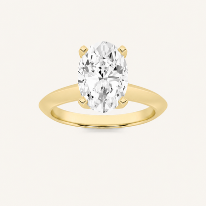 3CT Oval Cut Lab Grown Diamond Knife Edge Shank Solitaire Engagement Ring