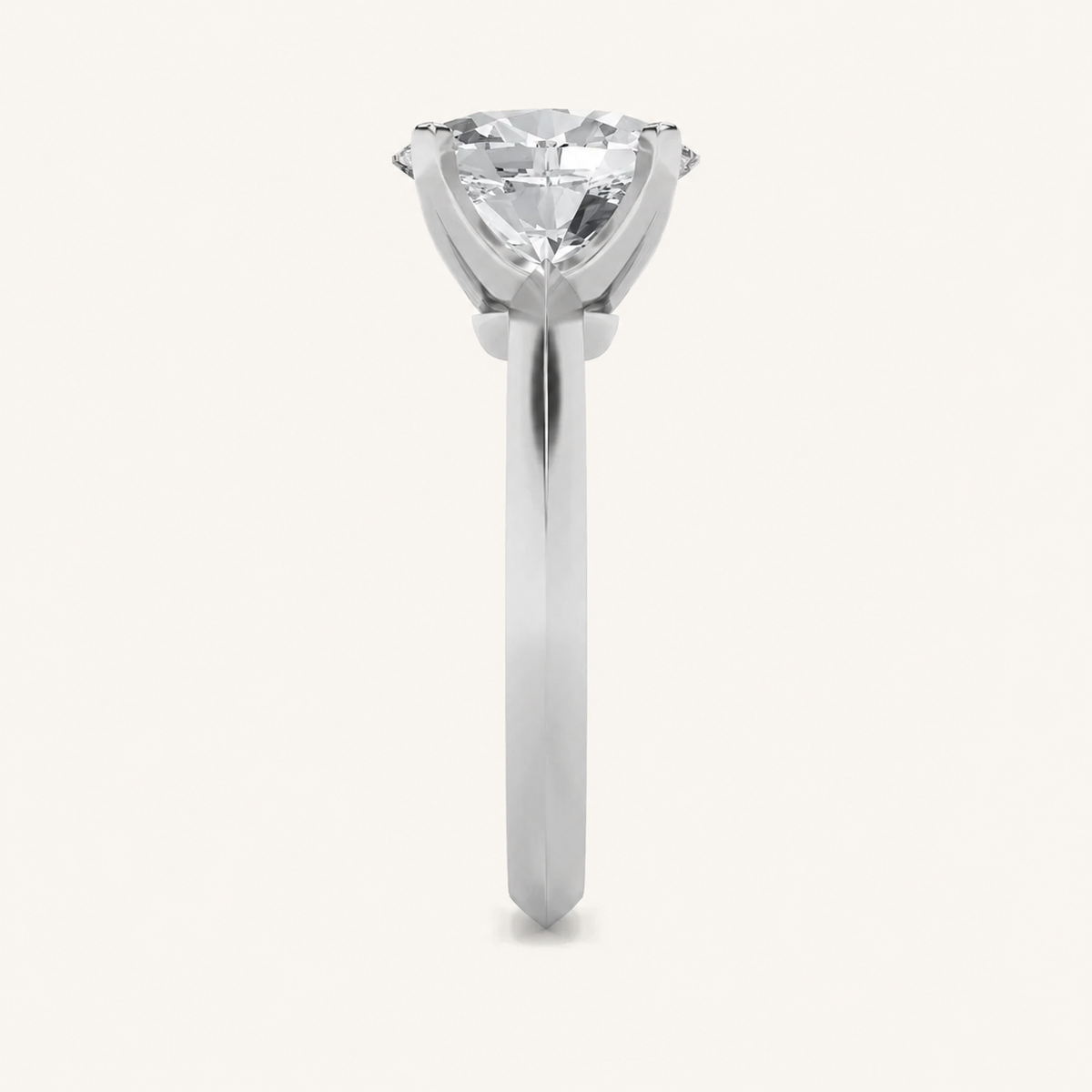3CT Oval Cut Lab Grown Diamond Knife Edge Shank Solitaire Engagement Ring