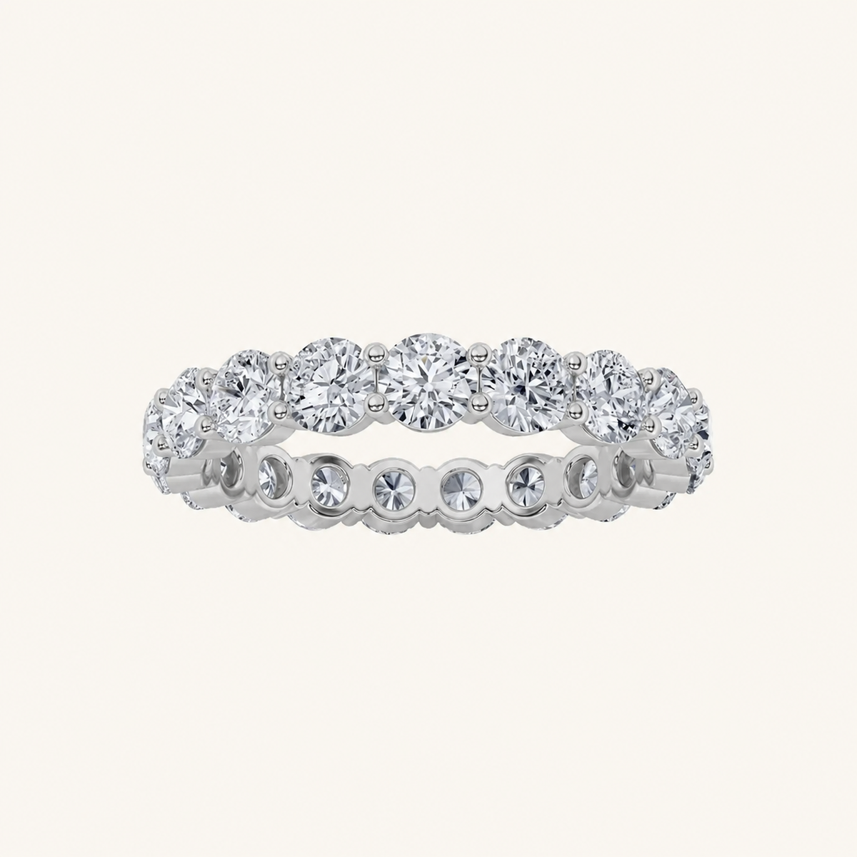 4CT Round Cut Lab Grown Diamond Split Prong Eternity Ring