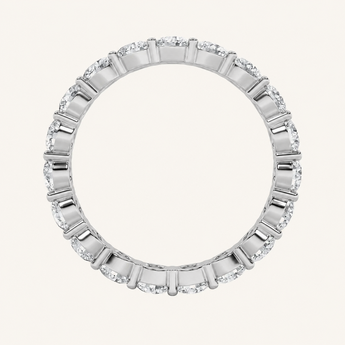 4CT Round Cut Lab Grown Diamond Split Prong Eternity Ring