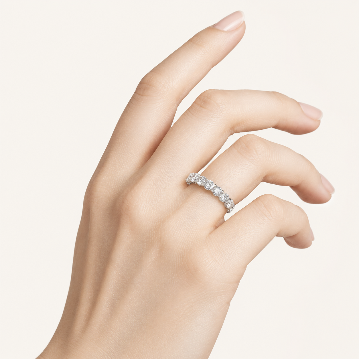 3.75CT Round Cut Lab Grown Diamond Split Prong Eternity Ring