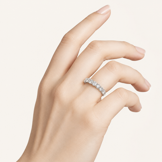 3.75CT Round Cut Lab Grown Diamond Split Prong Eternity Ring