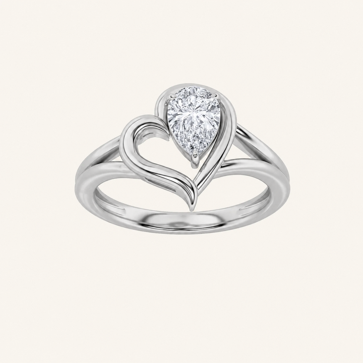 0.5CT Pear Cut Lab Grown Diamond Solitaire Ring