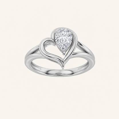 0.5CT Pear Cut Lab Grown Diamond Solitaire Ring