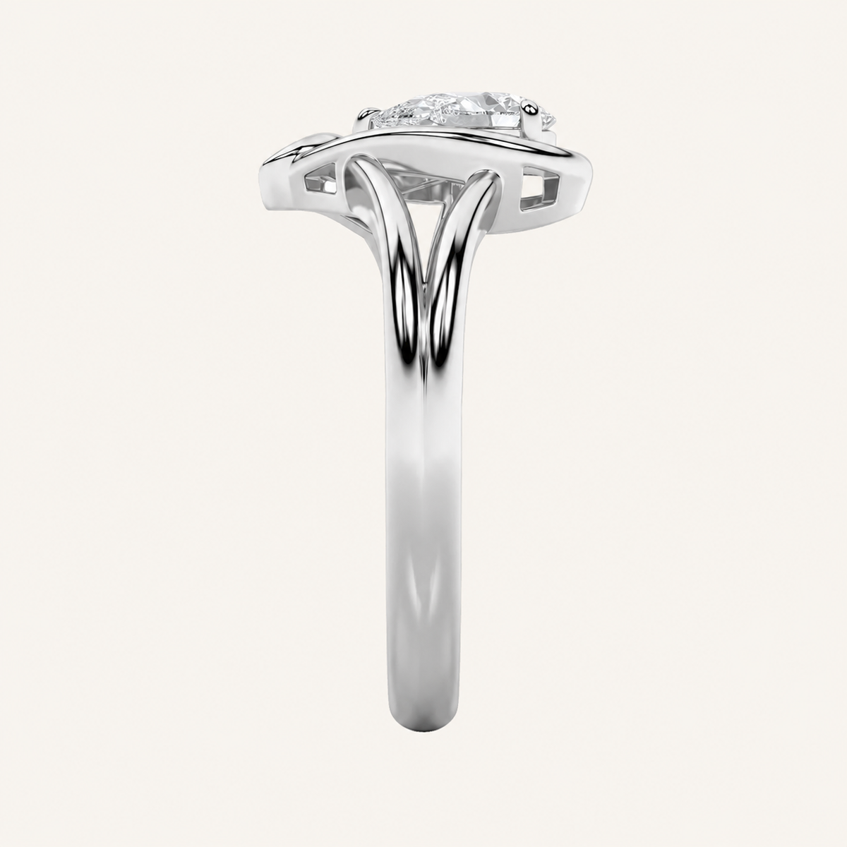 0.5CT Pear Cut Lab Grown Diamond Solitaire Ring