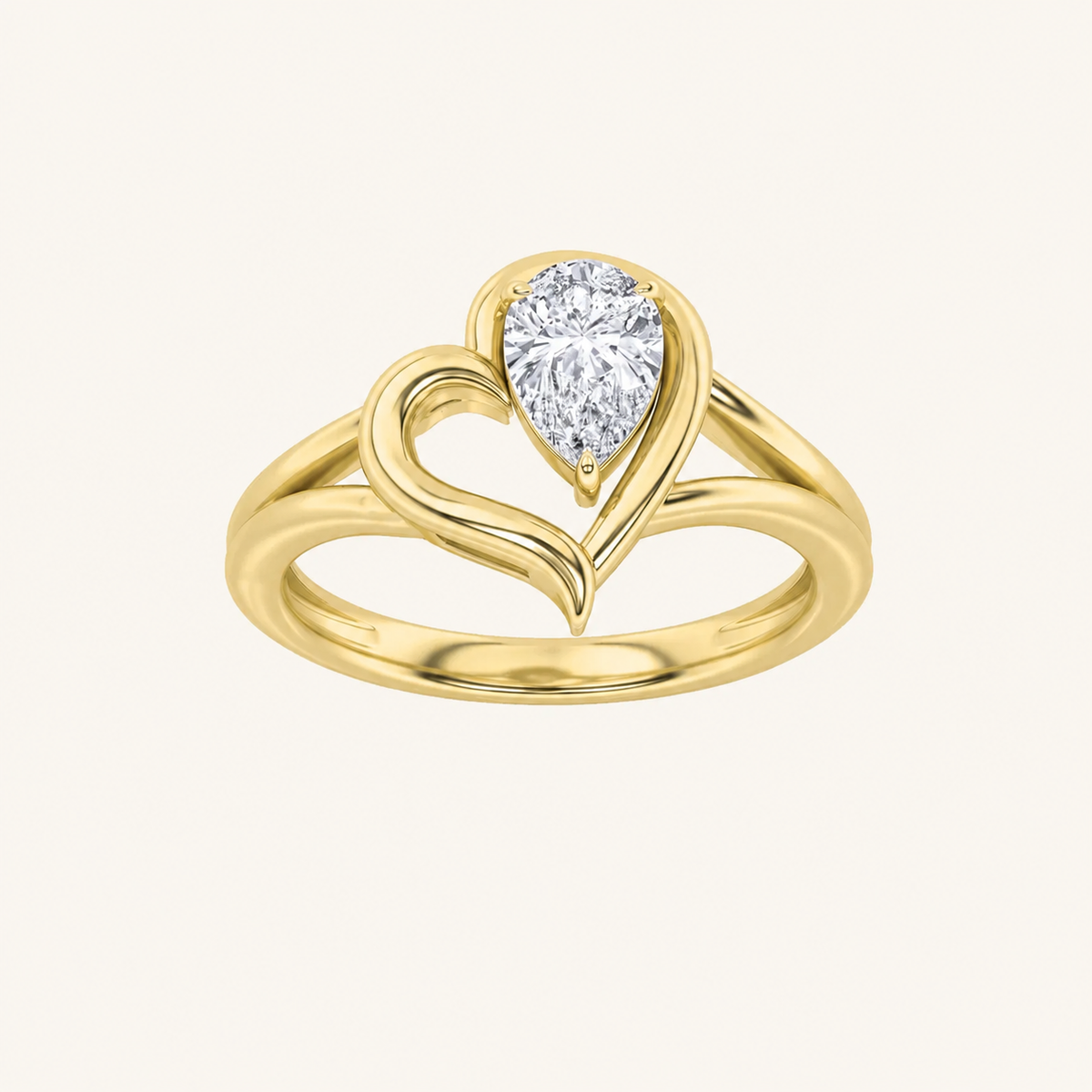 0.5CT Pear Cut Lab Grown Diamond Solitaire Ring