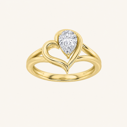 0.5CT Pear Cut Lab Grown Diamond Solitaire Ring