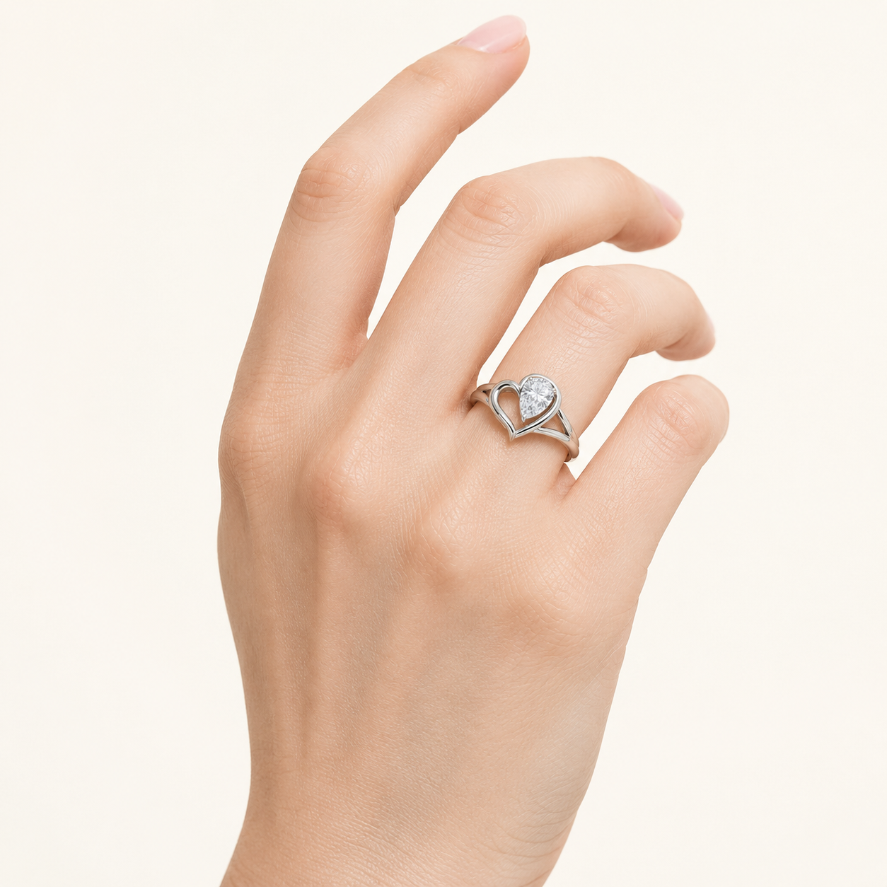 0.5CT Pear Cut Lab Grown Diamond Solitaire Ring