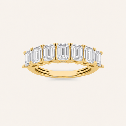 2CT Emerald Cut Lab Grown Diamond Seven Stone Band Ring
