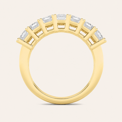 2CT Emerald Cut Lab Grown Diamond Seven Stone Band Ring