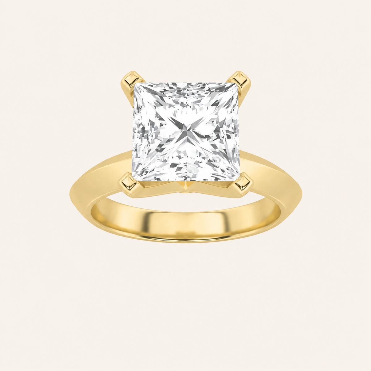 1CT Princess Cut Lab Grown Diamond Knife Edge Shank Solitaire Engagement Ring