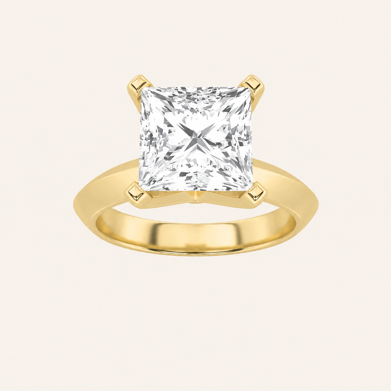 1CT Princess Cut Lab Grown Diamond Knife Edge Shank Solitaire Engagement Ring