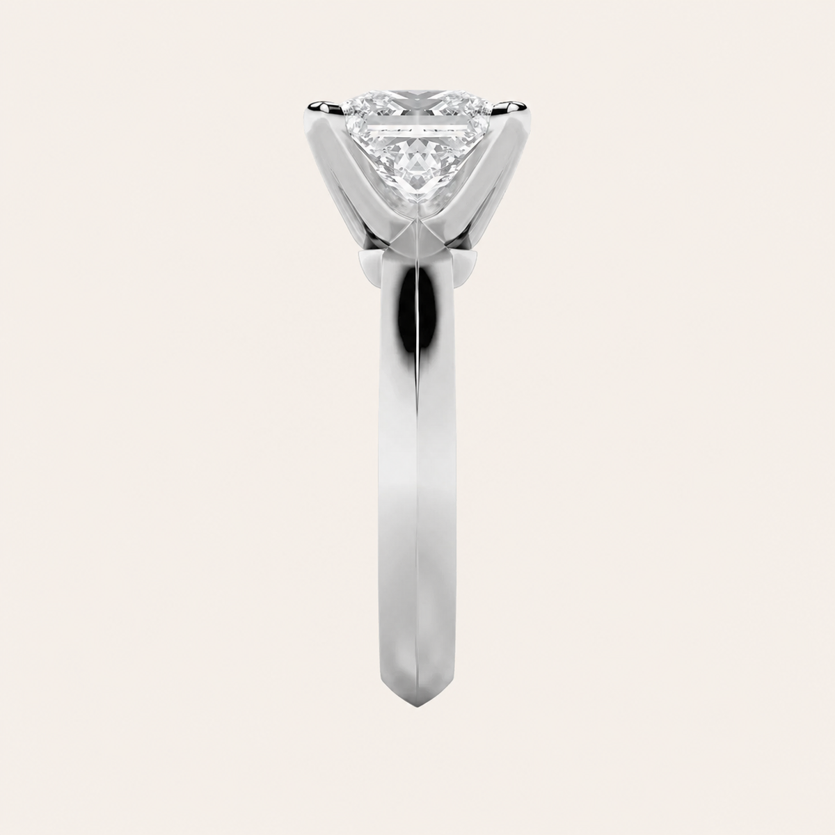 1CT Princess Cut Lab Grown Diamond Knife Edge Shank Solitaire Engagement Ring