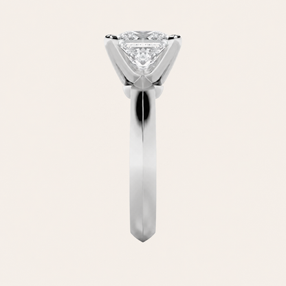 1CT Princess Cut Lab Grown Diamond Knife Edge Shank Solitaire Engagement Ring