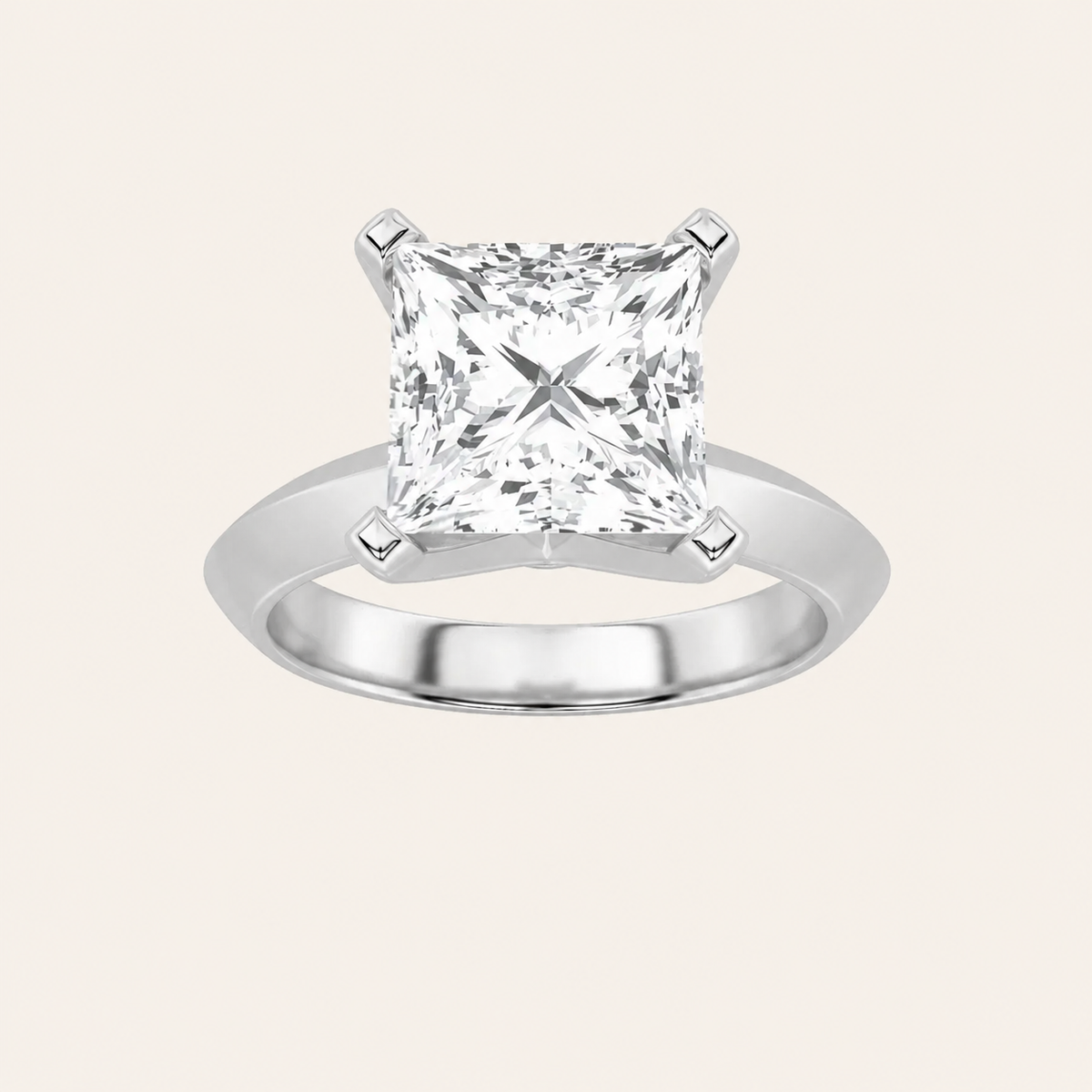 1CT Princess Cut Lab Grown Diamond Knife Edge Shank Solitaire Engagement Ring