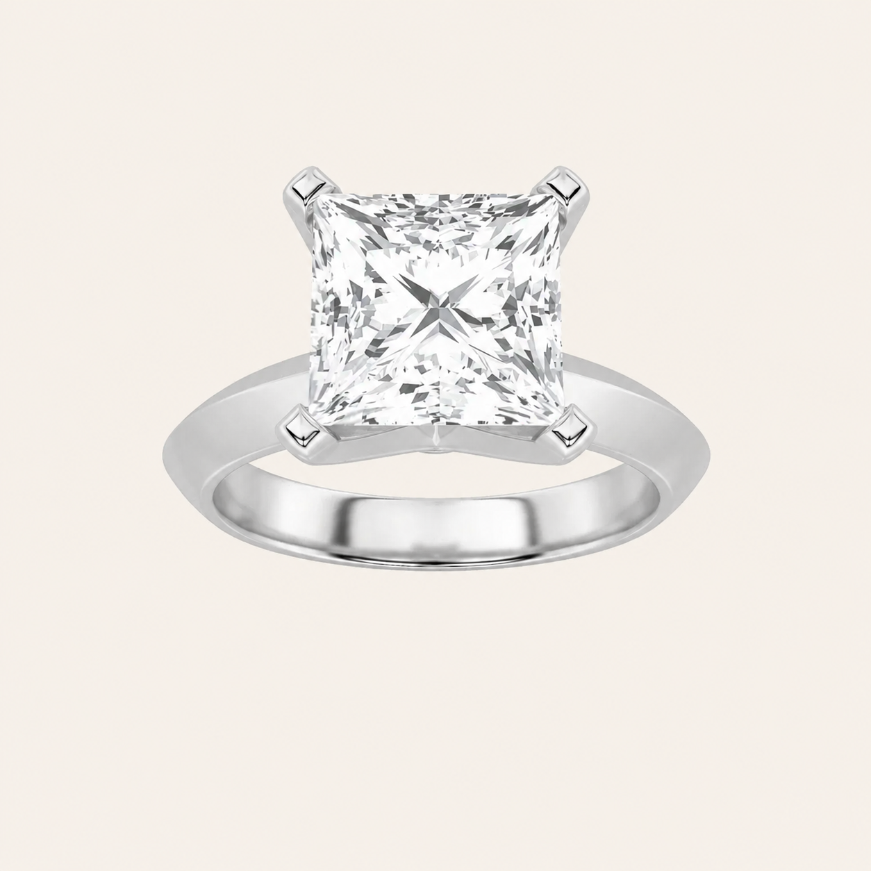 2CT Princess Cut Lab Grown Diamond Knife Edge Shank Solitaire Engagement Ring