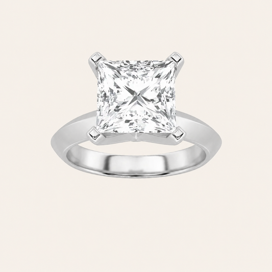 2CT Princess Cut Lab Grown Diamond Knife Edge Shank Solitaire Engagement Ring