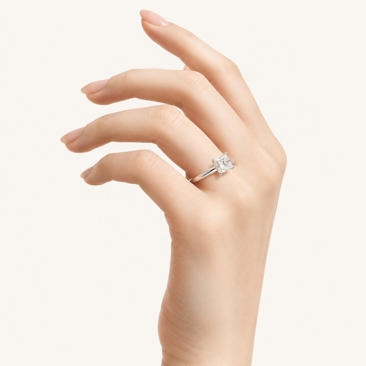 3CT Princess Cut Lab Grown Diamond Knife Edge Shank Solitaire Engagement Ring