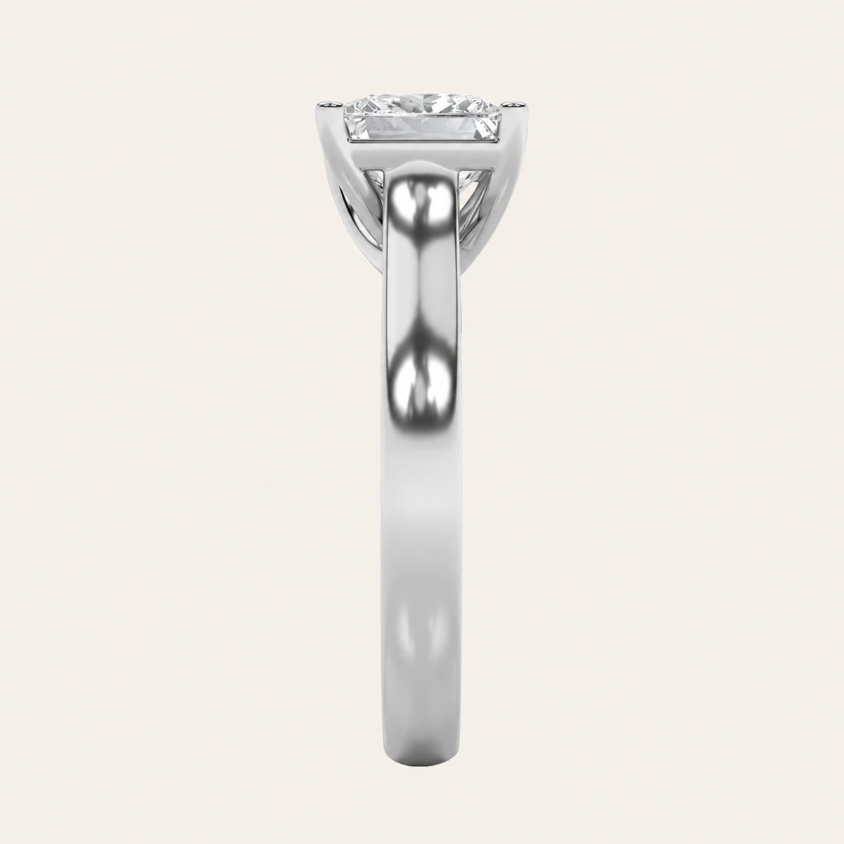 2CT Princess Cut Lab Grown Diamond Plain Cathedral Trellis Shank Solitaire Engagement Ring