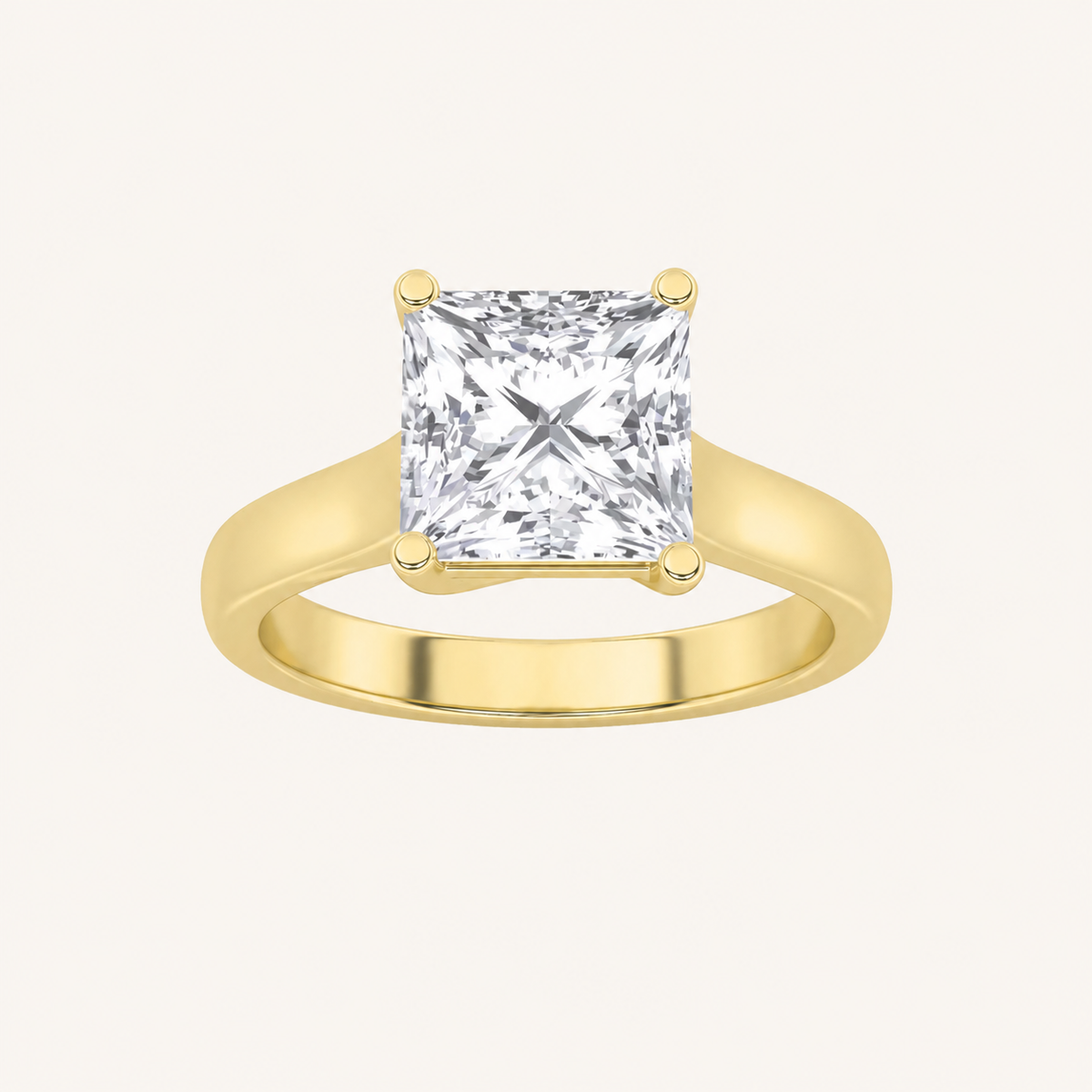 1CT Princess Cut Lab Grown Diamond Plain Cathedral Trellis Shank Solitaire Engagement Ring