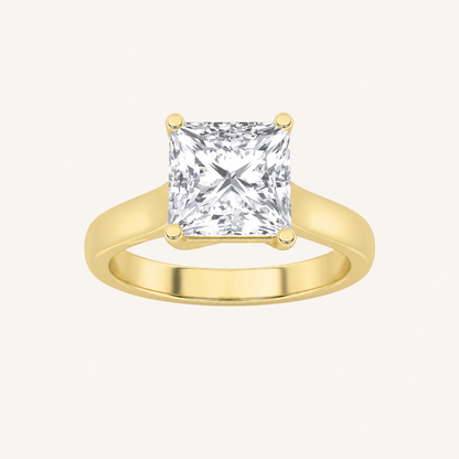 1CT Princess Cut Lab Grown Diamond Plain Cathedral Trellis Shank Solitaire Engagement Ring