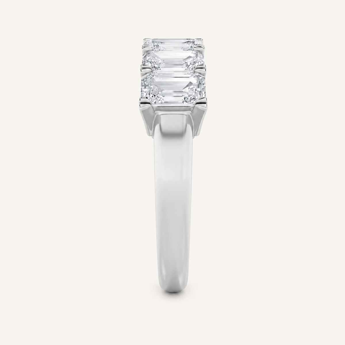 3CT Emerald Cut Lab Grown Diamond Seven Stone Band Ring