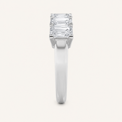 3CT Emerald Cut Lab Grown Diamond Seven Stone Band Ring