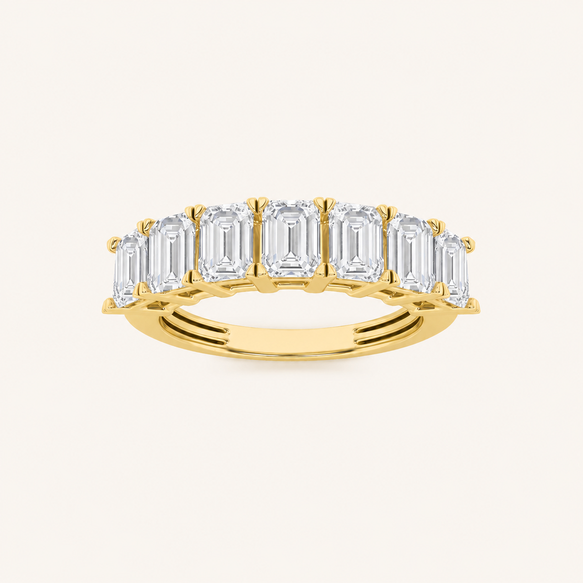 3CT Emerald Cut Lab Grown Diamond Seven Stone Band Ring