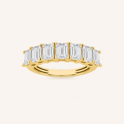 3CT Emerald Cut Lab Grown Diamond Seven Stone Band Ring