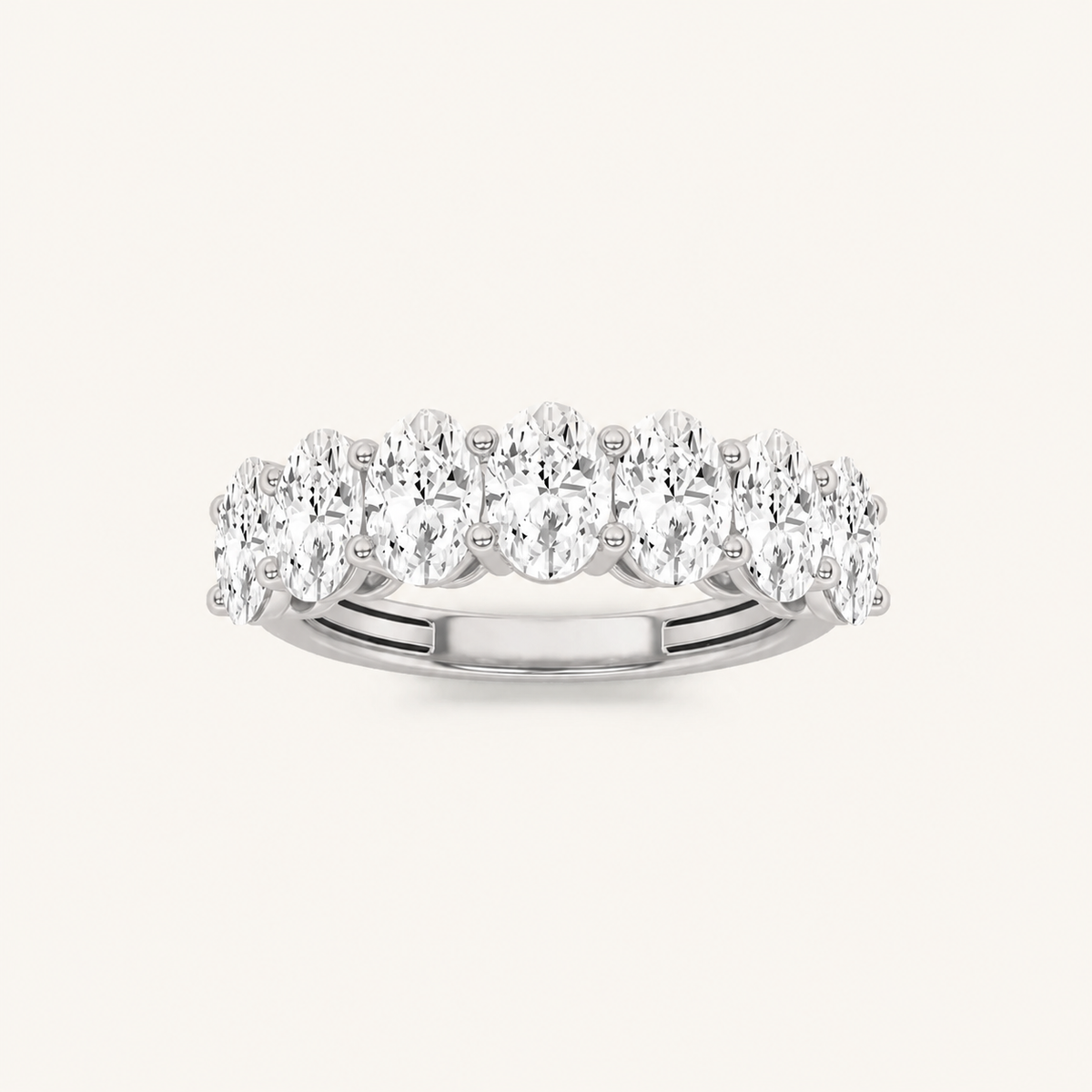 2CT Oval Cut Lab Grown Diamond Seven Stone Band Ring