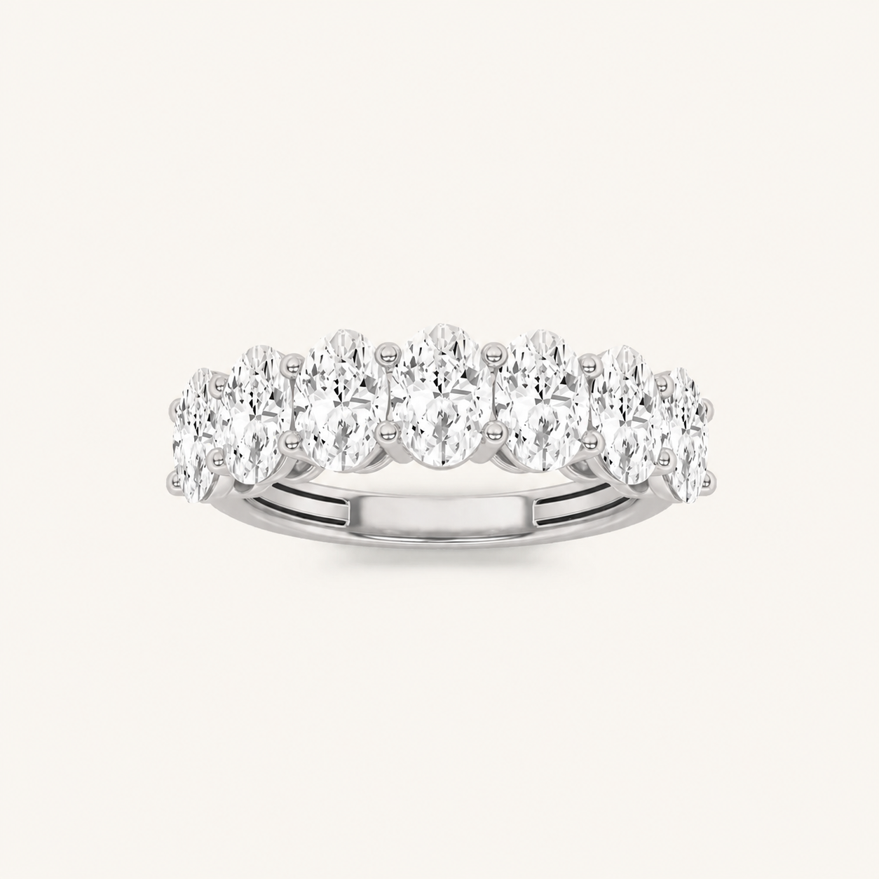 2CT Oval Cut Lab Grown Diamond Seven Stone Band Ring