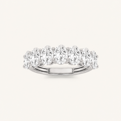 2CT Oval Cut Lab Grown Diamond Seven Stone Band Ring
