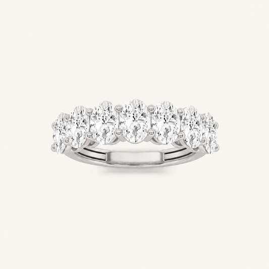 2CT Oval Cut Lab Grown Diamond Seven Stone Band Ring