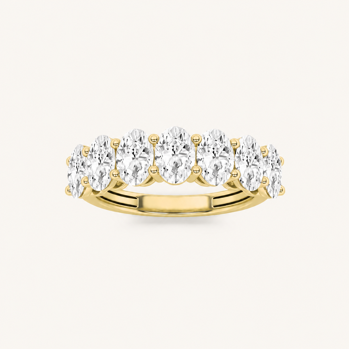 2CT Oval Cut Lab Grown Diamond Seven Stone Band Ring