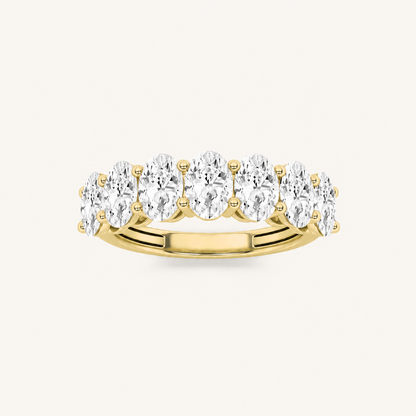 2CT Oval Cut Lab Grown Diamond Seven Stone Band Ring